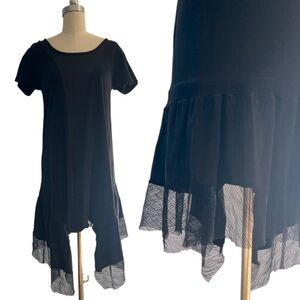 Tout a Coup Asymmetric Midi Black Cotton blend Mesh Whimsigoth grunge Dress M
